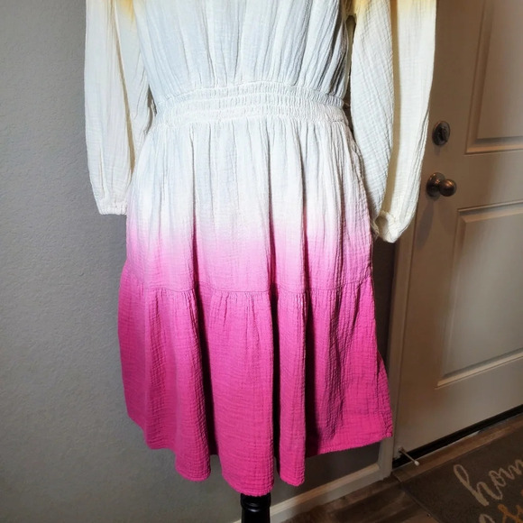 Universal Thread Women's 3/4 Sleeve Tie Dye Ombre Gauze Midi Dress Size Med - Picture 4 of 12